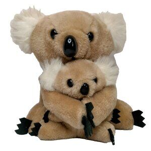 Koala Bear Mom And Baby Stuffed Animal Pair Australia Vintage Plush Toy Korea